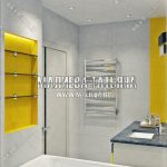 3d визуализация ванной комнаты желтая с серым Малиева Татьяна