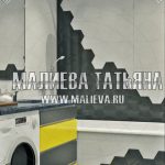 3d визуализация ванной с гексагональной плиткой Малиева Татьяна