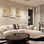 Гостиная с кожаным диваном в ЖК Савеловский Сити от Малиевой Татьяны