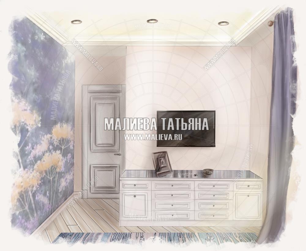 Дизайн спальни в современной классике Старая Купавна дизайнер Малиева Татьяна 2019